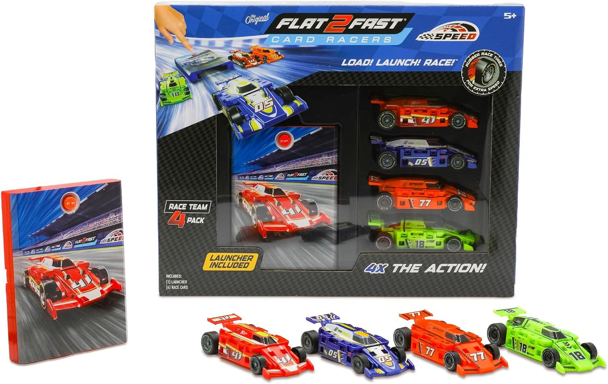 FLAT 2 FAST Original Speed Card Racer - Speed - 4 Pack / Multi
