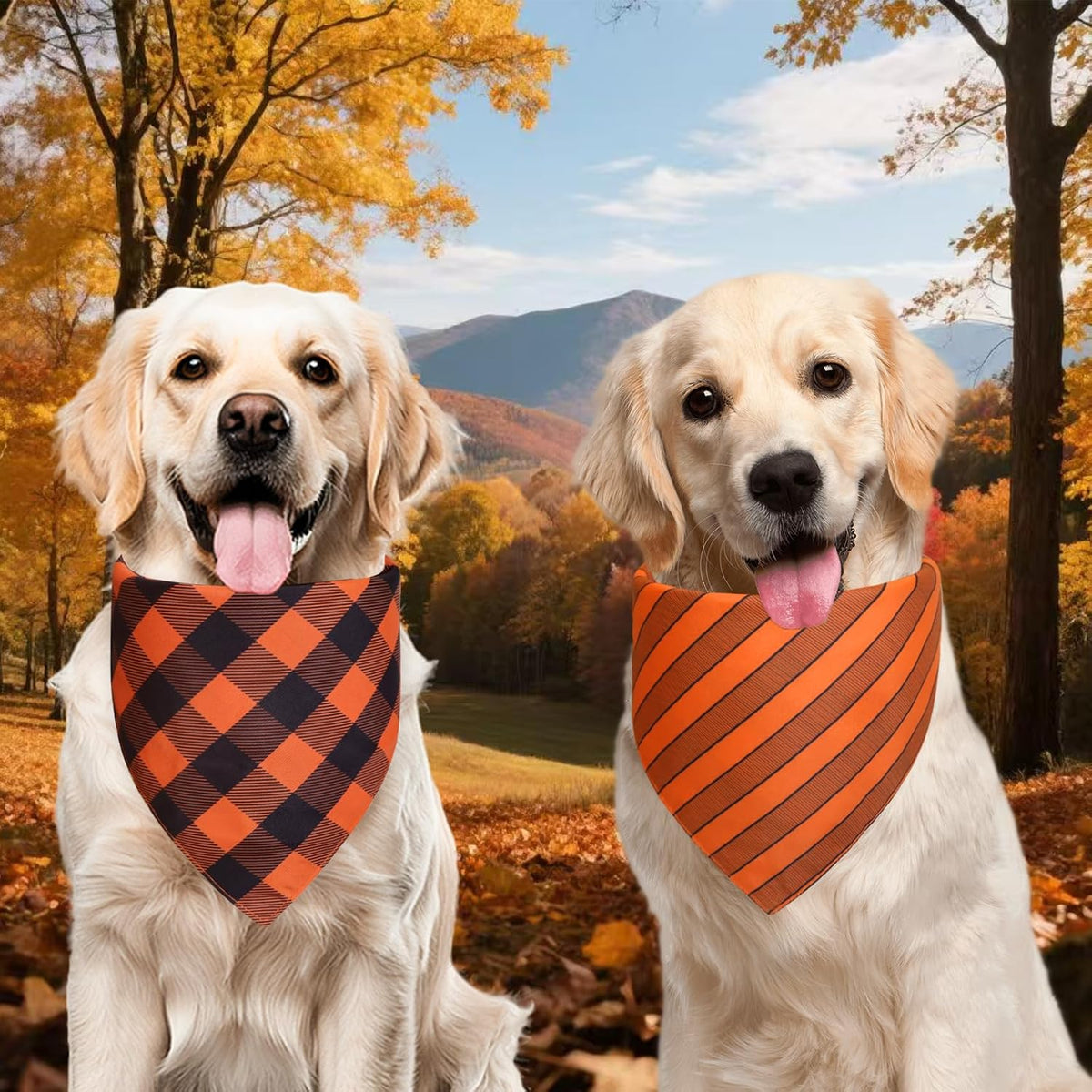 Spring Summer Dog Bandanas Large 3PCS, 6 Pattern Floral Scarf – Essentials for Dogs - plaid-fall / X-Large - image 4