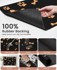 PEISAINOX Cat Dog Food Mat - Black / 16"x24" - image 4