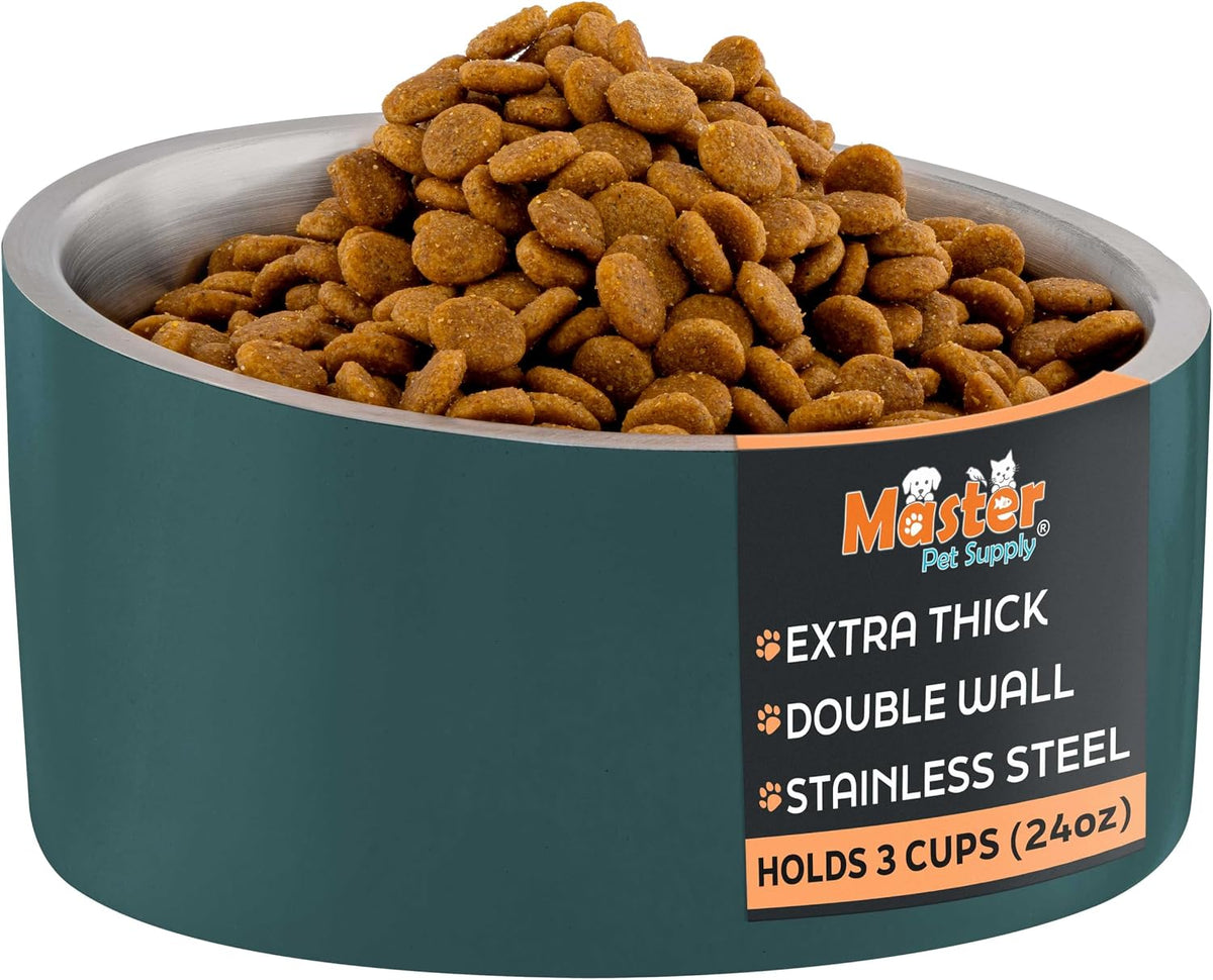 Master Pet Supply Stainless Steel Slanted Dog Cat Food Bowl 24 oz - Emerald Sea / 3 Cups (24 oz)