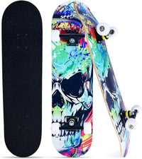 Skateboards for Beginners Kids Boys Girls and Adults, 31''x8'' - Skull