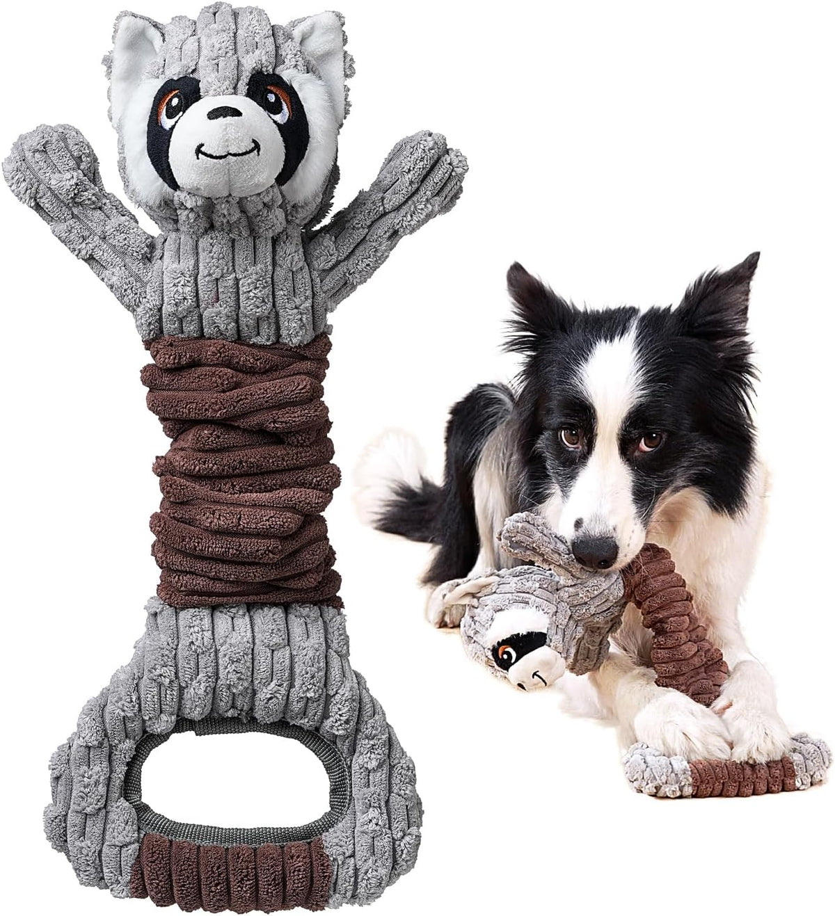 Tug of War Dog Toy, Crinkle Dog Toys for Large Dog - Raccoon
