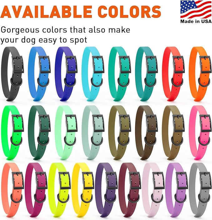 Dogline Biothane Waterproof Dog Collar Strong Coated Nylon Webbing with Black Hardware Odor- Proof for Easy Care Easy to Clean High Performance Fits Small Medium or Large Dogs, Dark Chocolate Brown