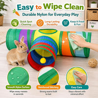 Mechpia Rabbit Toys, 3 Way Buuny Hideout Foldable Rabbit Tunnel and Tubes for Rabbit Guinea Pig - image 3