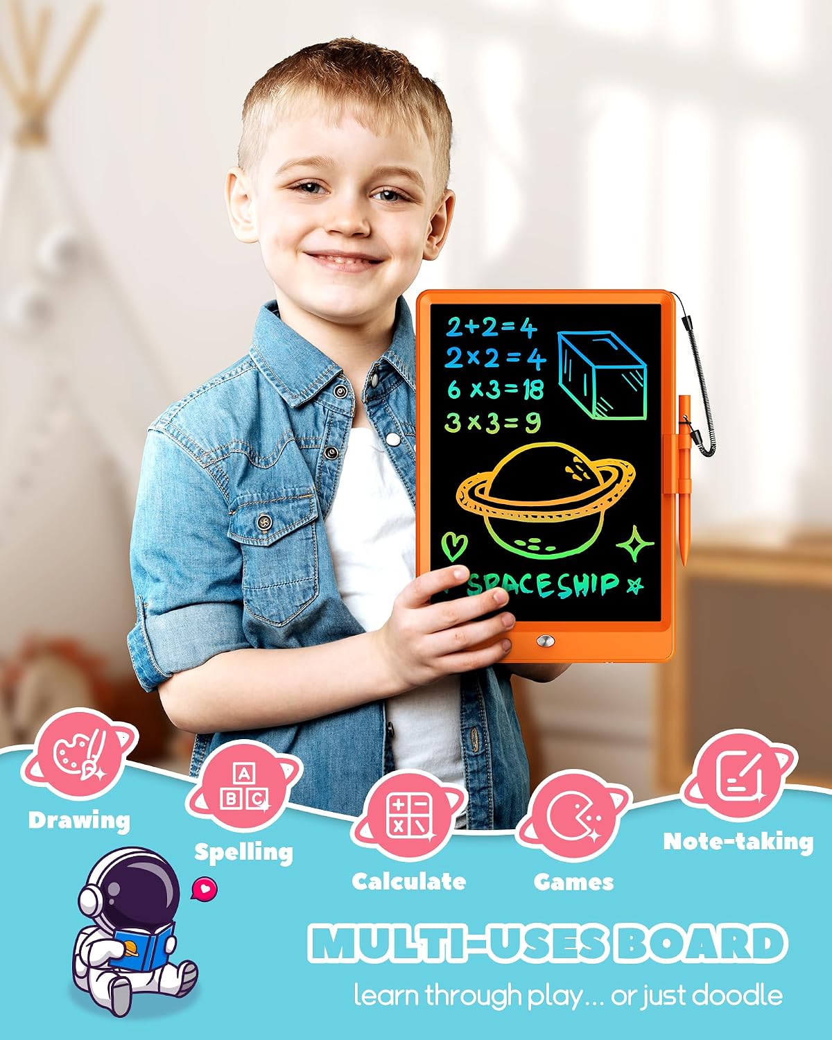 ORSEN LCD Writing Tablet 10 Inch - Orange / 7"W x 9.8"H - image 4