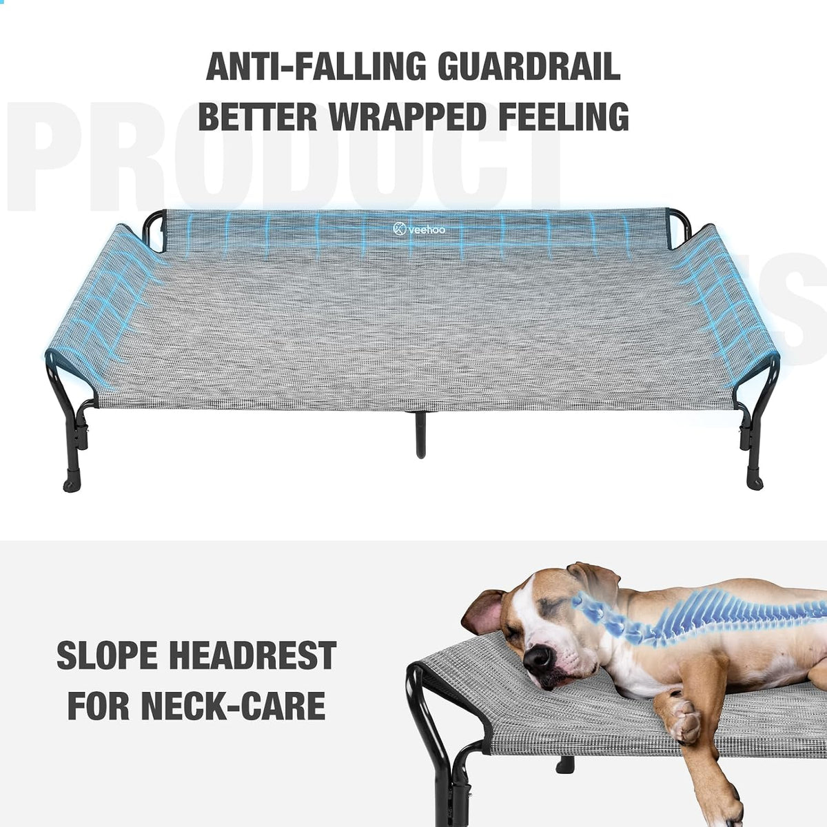 Veehoo Cooling Elevated Dog Bed - Black Silver / 62.5"L x 37.0"W x 12.0"Th - image 2