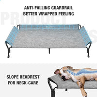 Veehoo Cooling Elevated Dog Bed, Guardrail Raised Pet Cot, Indoor & Outdoor XXL Pet Bed with Washable & Breathable Teslin Mesh, Non-Slip Feet, Dog Couch Bed, 62.5" x 37", Black Silver