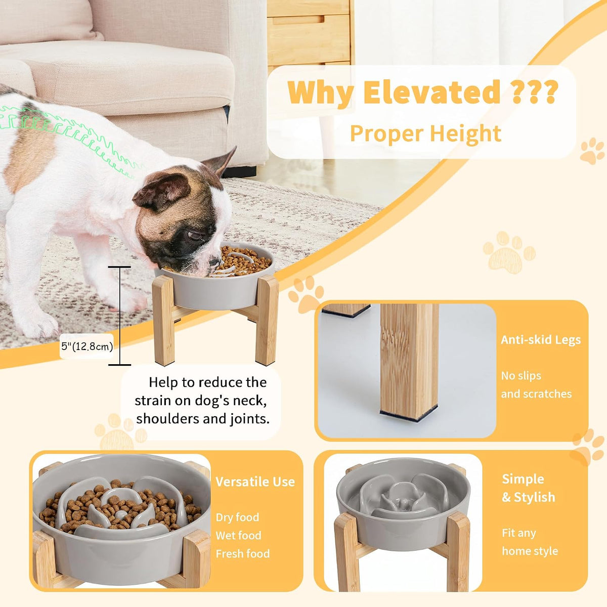 Elevated Slow Feeder Dog Bowl - Grey / 1.5 Cups - image 4