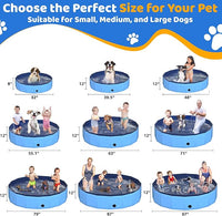 79" x 12" Foldable Dog Pool - Collapsible Hard Plastic Kiddie Pool for Dogs & Kids, Non-Slip Pet Bath Tub for Outdoor Backyard Use, Lightweight & Portable (Blue)