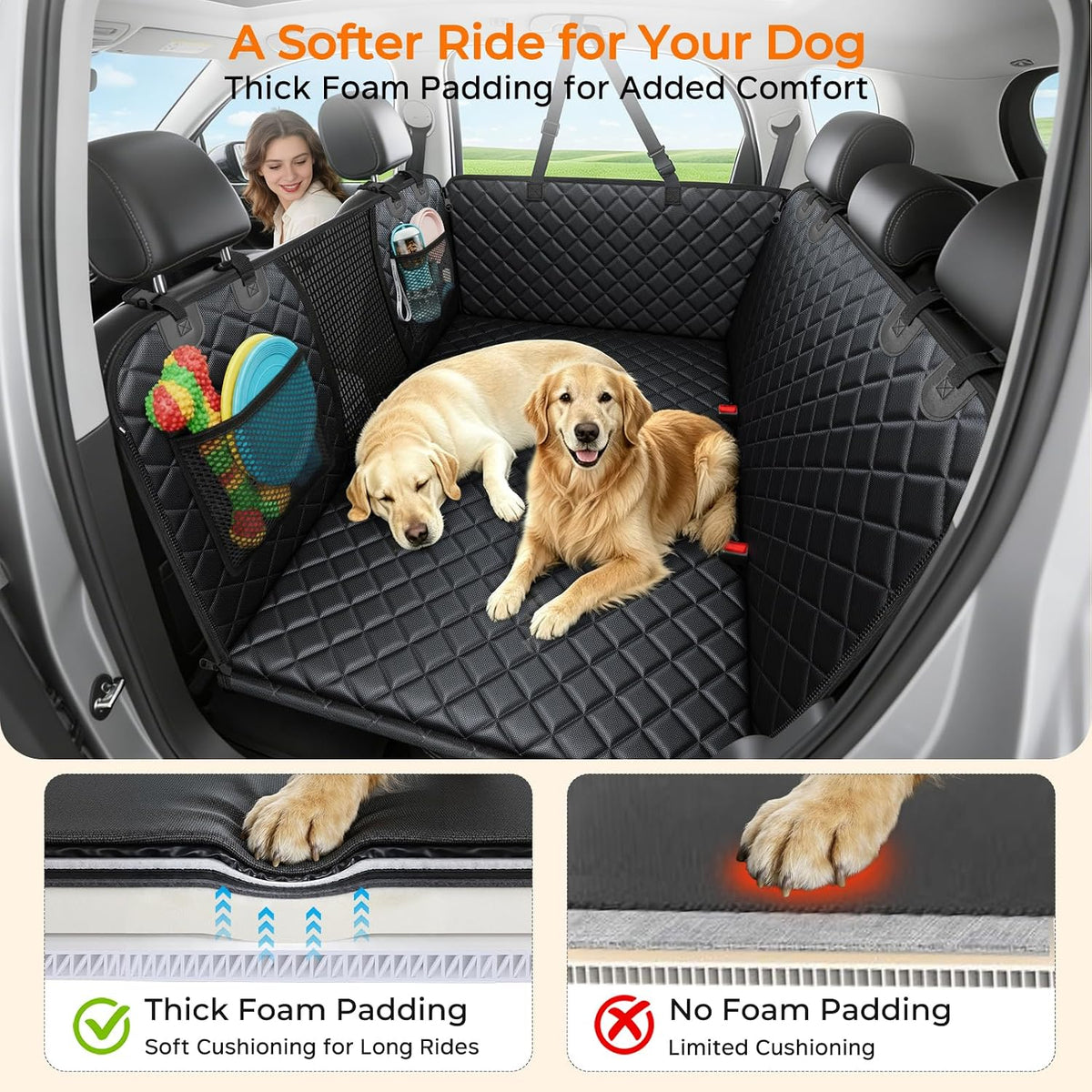 URPOWER Back Seat Extender for Dogs - Black / M - Cars / Full Size SUVs - image 4