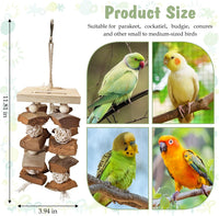 Macaw Toys Extra Large Parrot Toys Natural Wood Bird Chewing Toys - D: With Coconut Shell - image 2