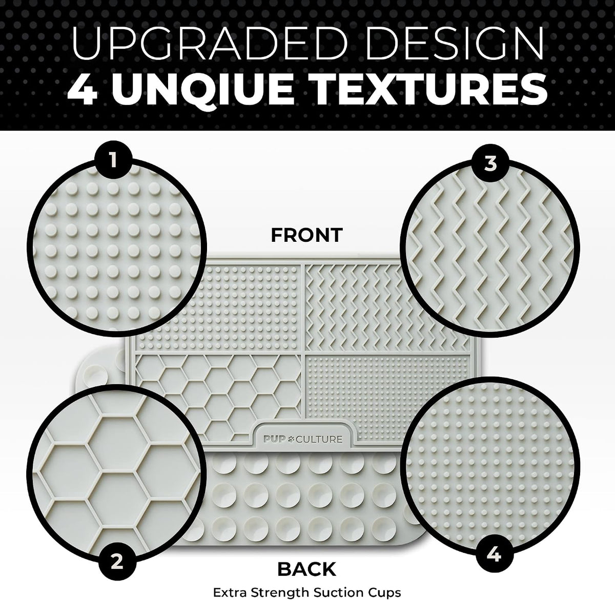 Dog Lick Mat for Dogs, Feeding Pad for Anxious Pets Plus 4 Different Puzzles for Mental Stimulation - 1 Pack / Grey - image 2