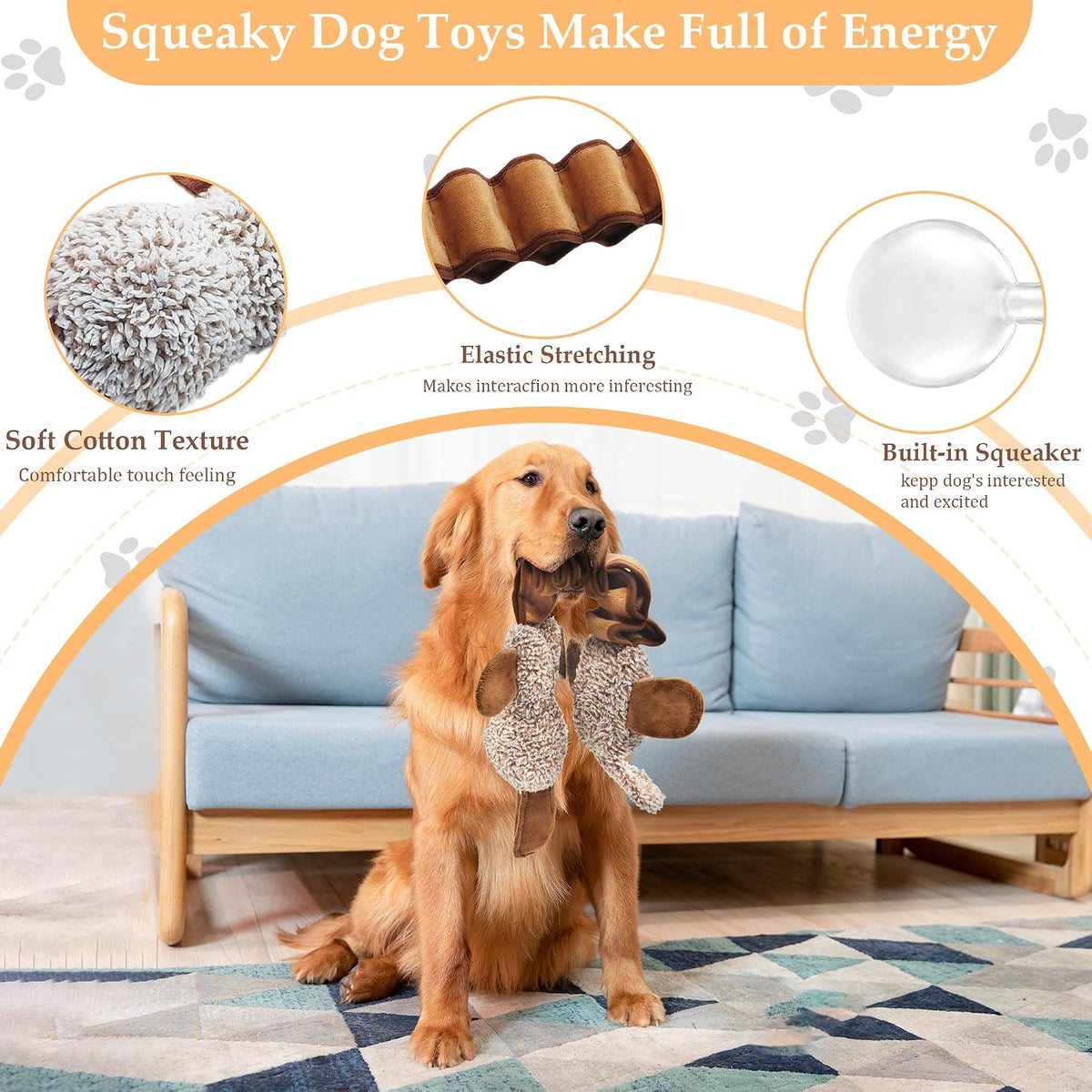 Squeaky Dog Toys, Stuffed Large Dog Toys to Keep Them Busy - 2pack - image 3