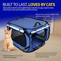 Extra Large Cat Carrier for Travel, Blue Checkers - Blue - image 3