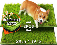 Hompet Dog Grass Pad with Tray Large, 35"x22.5" - Green / 28 x 19"
