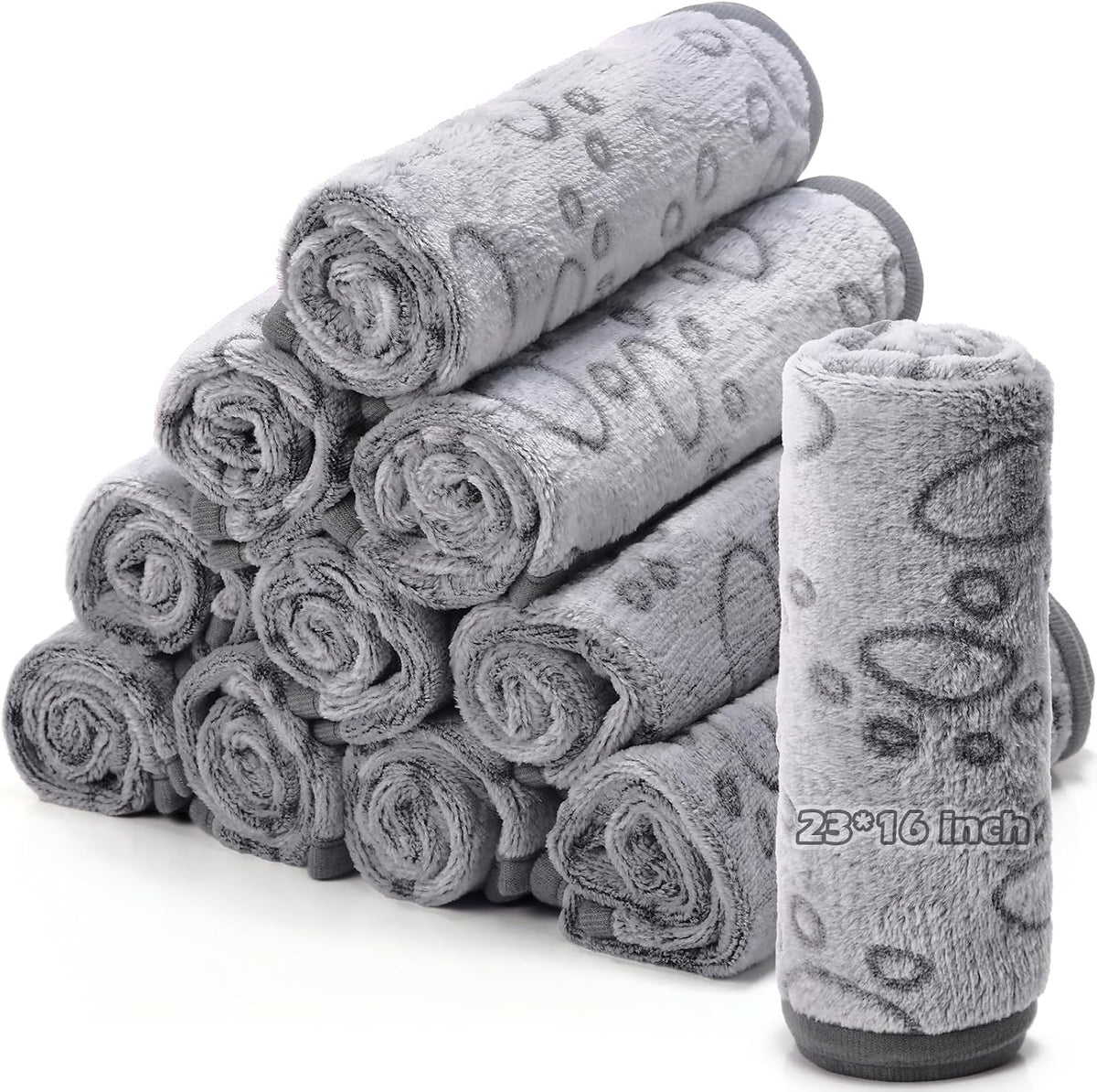 Tegeme 12 Pcs Puppy Blanket for Litter Dog Cat - Gray / 23 x 16 Inch