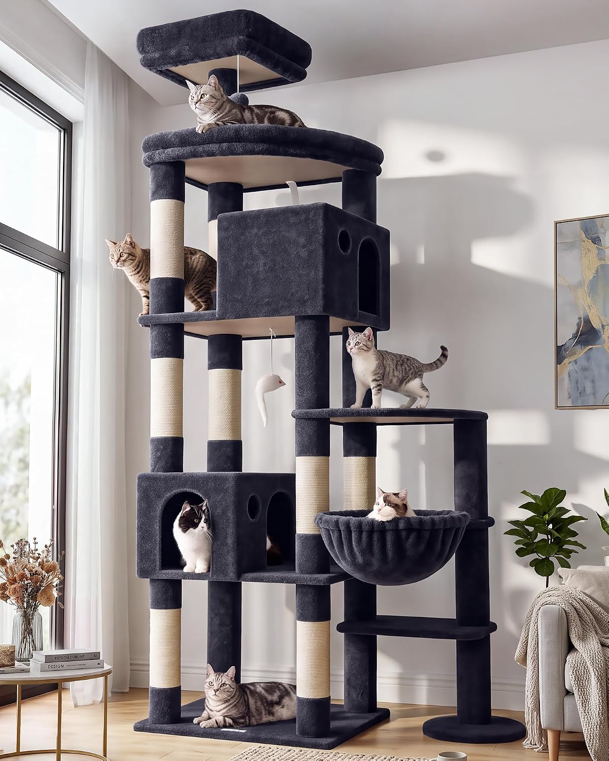 Globlazer Giant Cat Tree for Indoor Large Cats, F83 - 83inch / Dark Grey