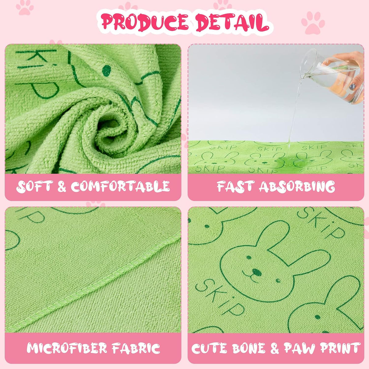 Tatuo 22 Pcs Dog Towels for Drying 20 x 40 Inch Pet Bath Towels - Colorful / Rabbit Pattern - image 4