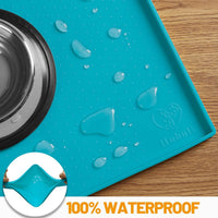 Hubulk Dog Feeding Mat,100% Waterproof Food Grade Silicone Pet Food and Water Bowl - Green(Teal) / 19"l X 12"w - image 4
