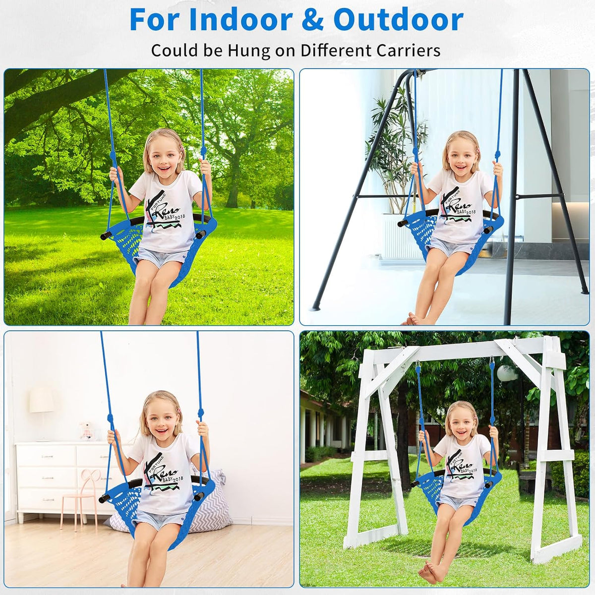 Hi-Na Tree Swing for Kids - Blue - image 3