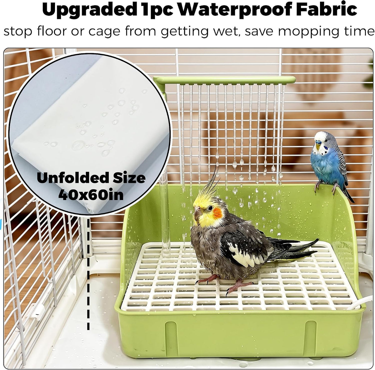 Automatic Parakeet Bird Bath with Pump - Green with Control Valve - image 4