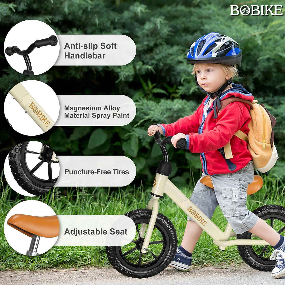 Bobike Toddler Balance Bike Toys for 2 to 5 Year Old Girls Boys - White / Classic - image 3