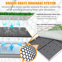 Dog Grass Pad with Tray, Stainless Steel Odor-Resistand Indoor Outdoor Potty System, Durable Alternative to Plastic with Artificial Grass for Dogs Potty Training (Potty System Size -23.6"x 15.8")