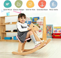 KRAND natural pine kids wooden rocking horse with handrail, backrest and foot pedal - view 12