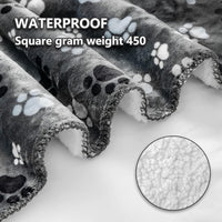 Grey waterproof dog blanket with bone and paw print pattern, 40 by 30 inches - view 4