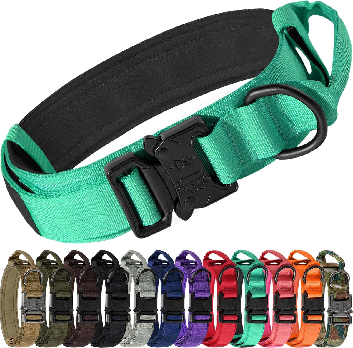 Joytale Tactical Dog Collar for Large Dogs - L / Turquoise
