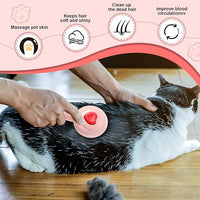 New cat brush&dog brush,pet hair brush with Self Cleaning Button Easy to remove loose undercoat，Needle-tip massage beads, no harm to the skin,Lovely Heart Series(Pink)