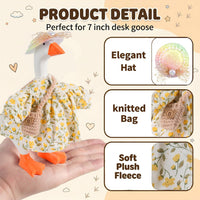 7inch Desk Goose Outfits, Mini Desktop Goose Clothes with Sunglasses & Necklaces, Brown Leopard - Floral a / 7 Inch - image 3