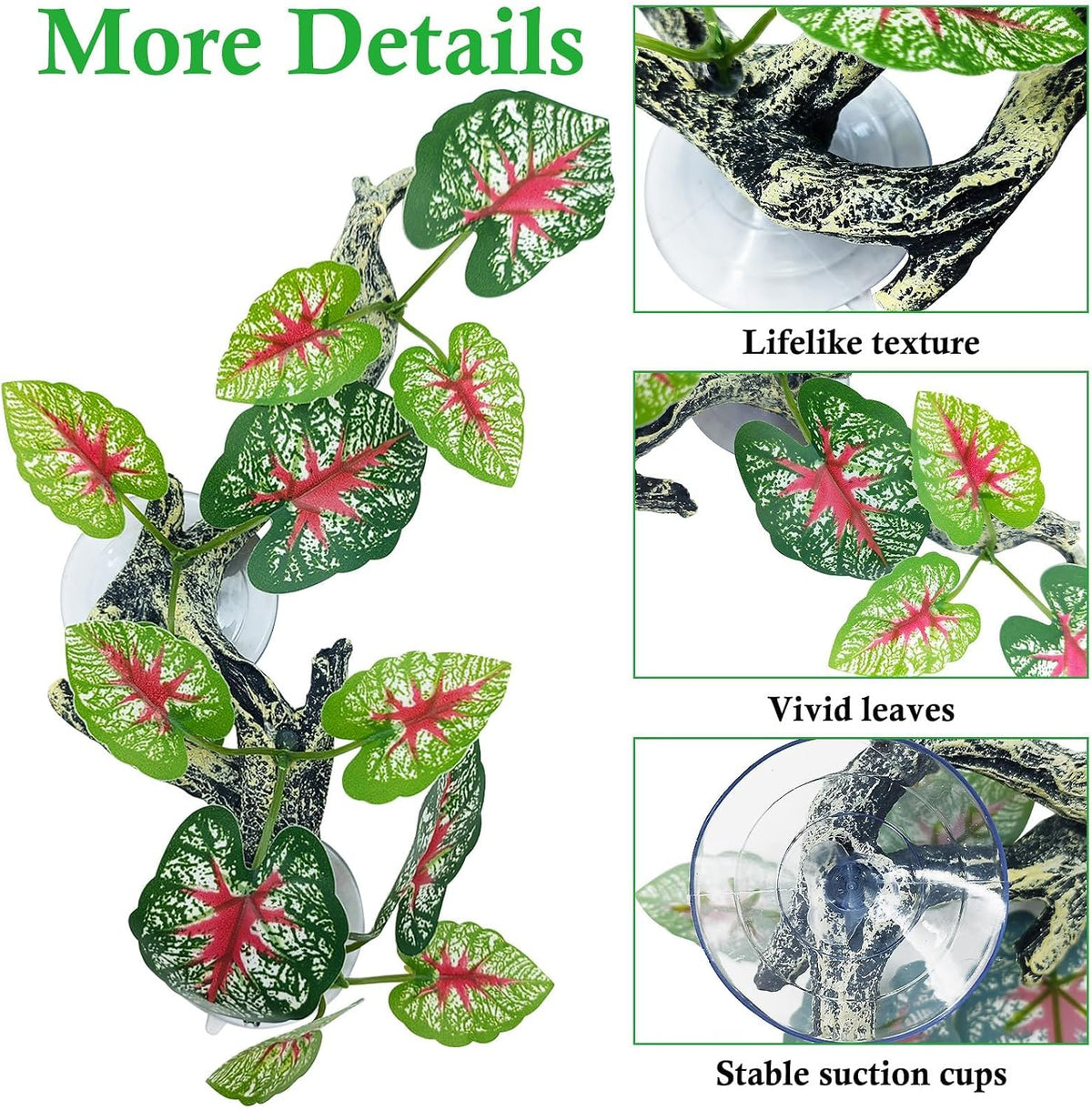 2 PCS Reptile Corner Branch - Green With Red - image 3