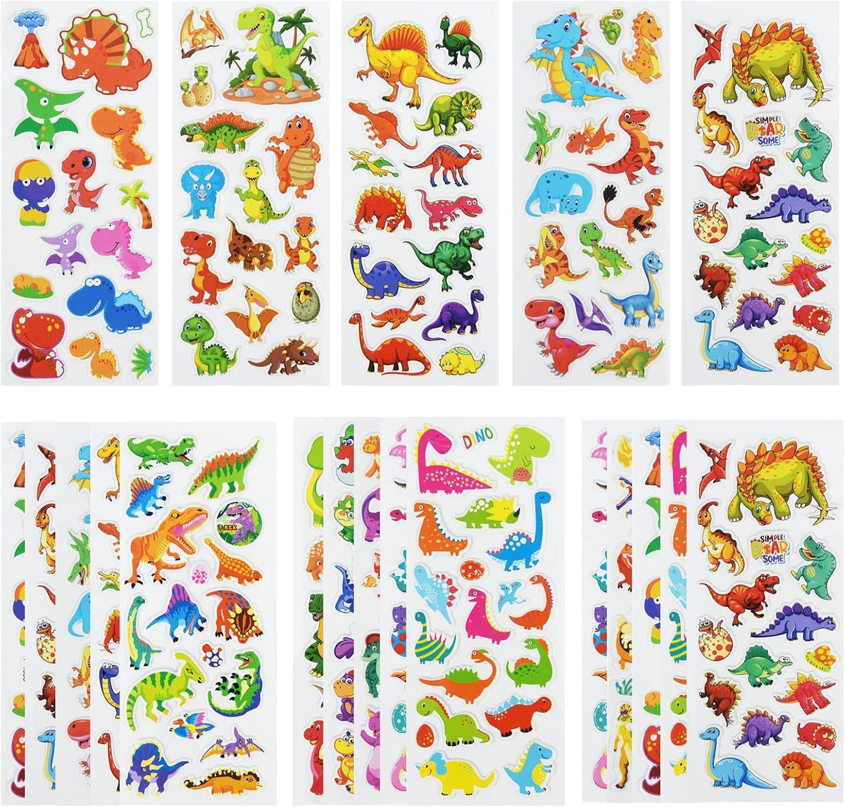 24 Sheets 3D Puffy Stickers for Toddlers Kids Boys Girls – Fun for Kids & Family - Cartoon Dinosaur
