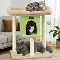 Cat Tree Tower Scratching Post for Indoor Large Adult Cats with Perch - Green / 28 Inches