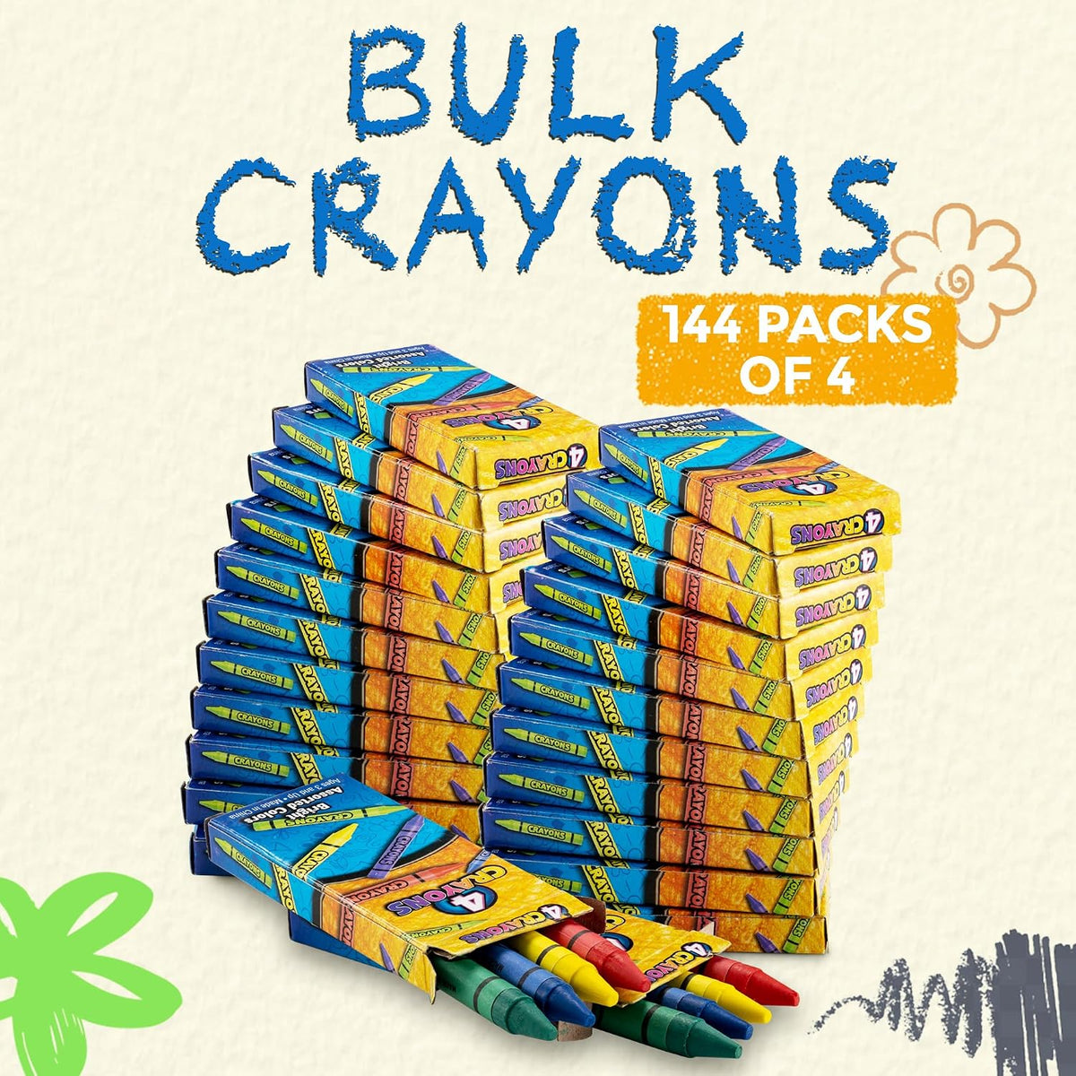 Bulk Crayons Party Favors & Classrooms - 144 Packs of 4 (576 Count) - image 2