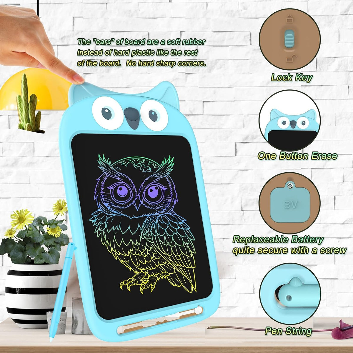 CHAFEGY lion LCD writing tablet for kids, 10 inch colorful doodle board with stylus - view 10