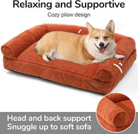 FUKUMARU Cute Dog Bed, Fluffy Dogs Couch with TPU Layer Keeping Lining Dry, Pet Sofa Medium Size Dog Easy to Care, Warm Cat Bed with Removable Zipper Cover, 36inch, Large, Orange