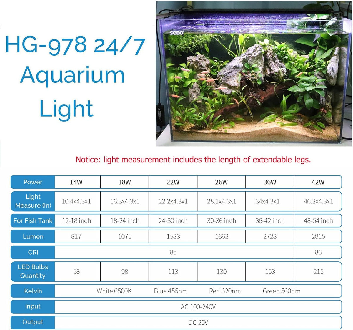 hygger Advanced LED Aquarium Light with Timer - 36"- 42" - image 3