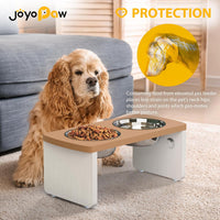Elevated Dog Bowls, Bamboo Raised Dog Bowl Stand – Essentials for Dogs - Teak - White / Medium: 7'' Tall-40oz Bowl - image 3