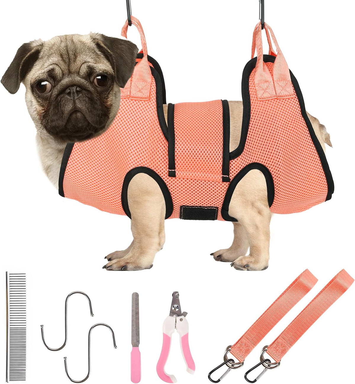 PatiencET Cat Grooming Hammock Kit – Essentials for Dogs - S (17 LB Max) / Orange