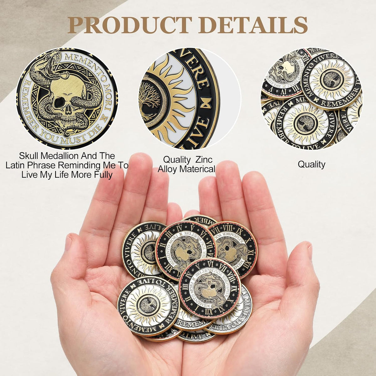 Misdary memento mori challenge coins in classic style copper finish with medallion box - view 10