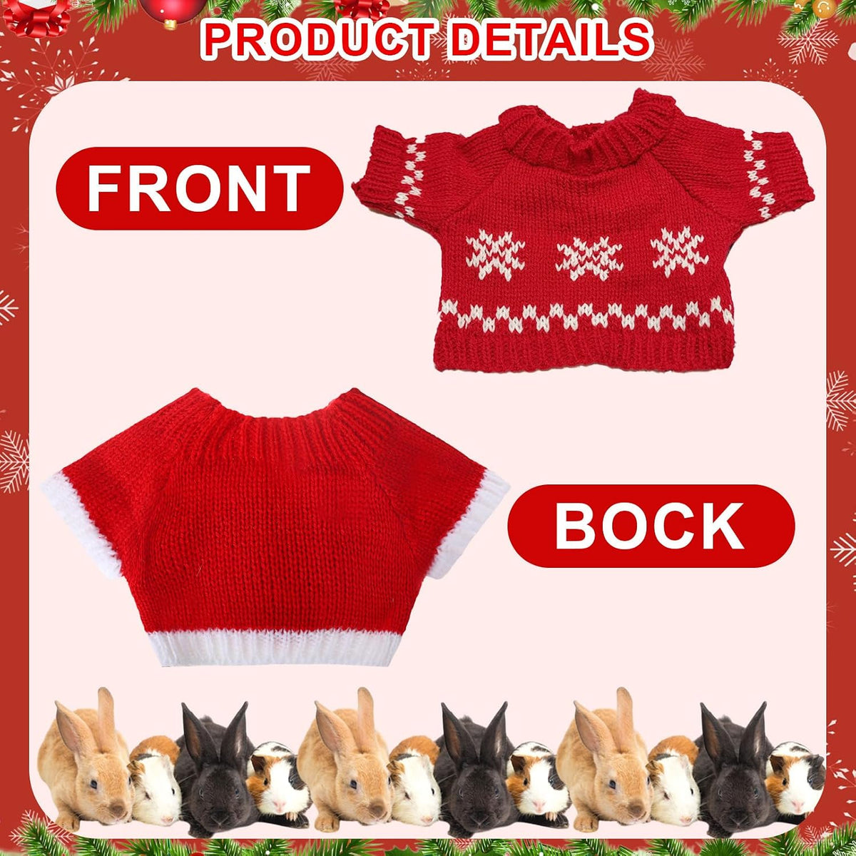 Clysee 10-piece guinea pig clothes set with flannel vests and knitted mini hats - view 11