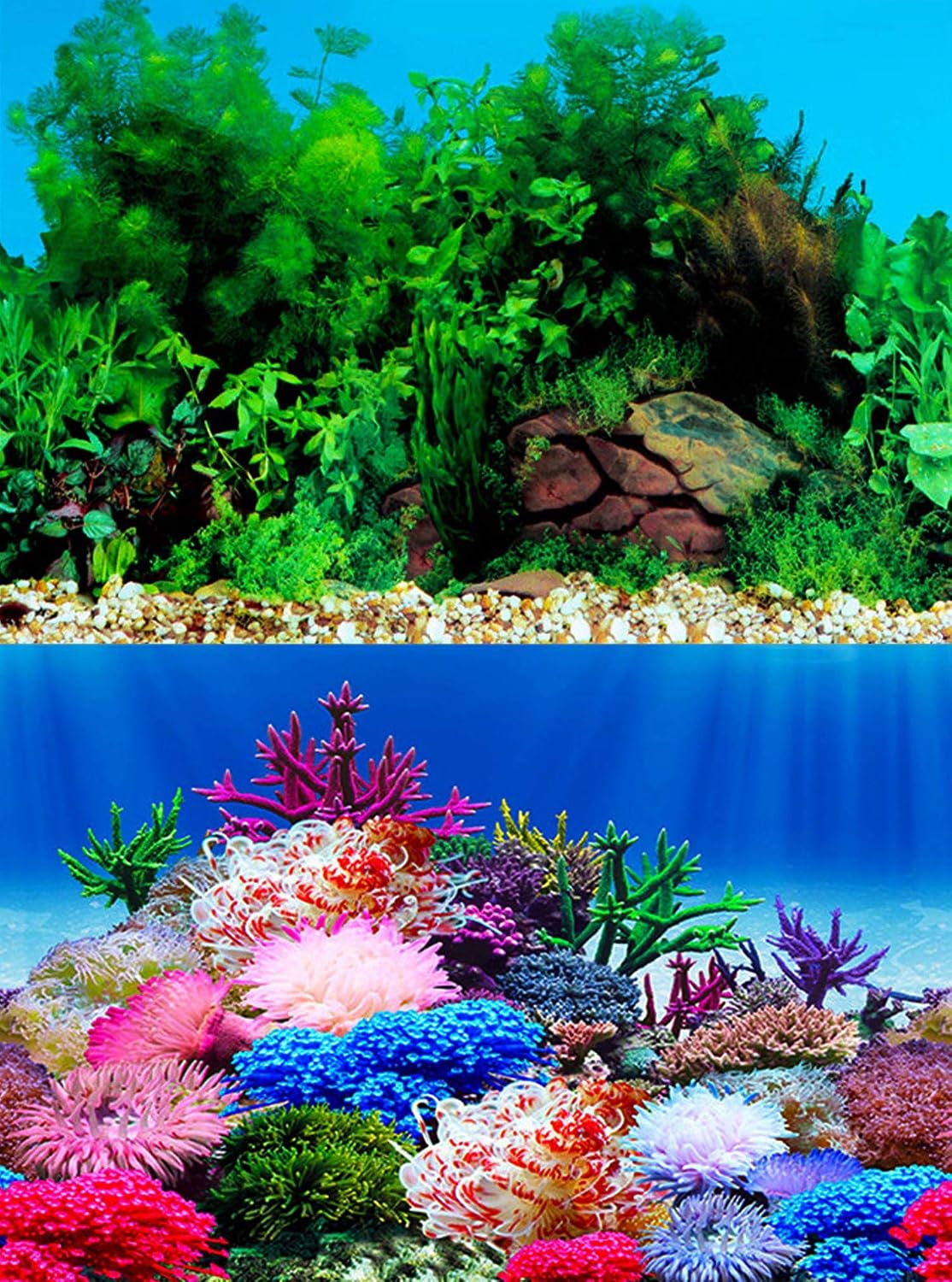 ELEBOX Fish Tank Stickers Wallpaper Seaweed Background Aquarium - Type G
