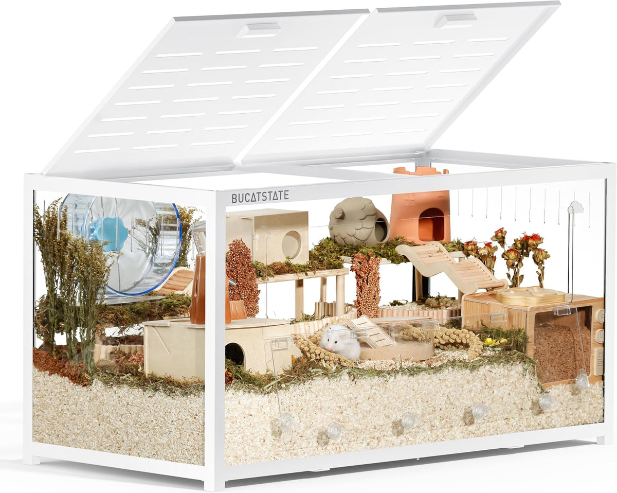 BUCATSTATE Hamster Cage 3.0, Large Hamster Enclosure – Essentials for Small Pets - 47.0"L x 23.6"W x 25.5"H / White