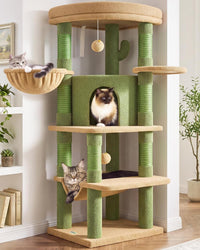 Globlazer Corner Stable Cat Tree Tower with Scratching Post, C51 - 51inch / Cactus Green