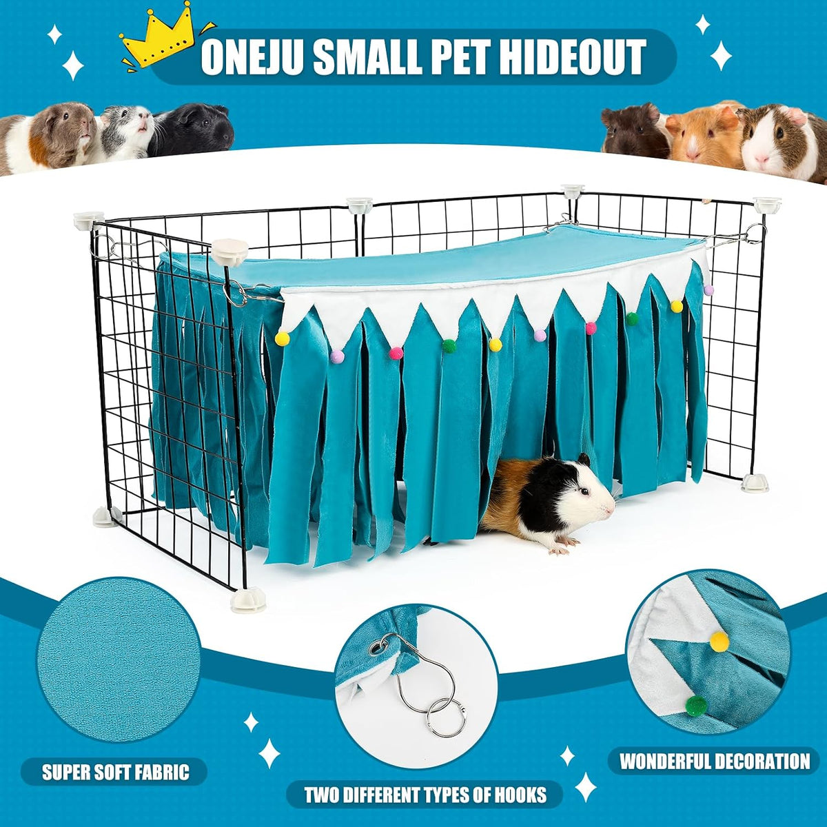 Guinea Pig Hideout, Guinea Pig Corner Hideout - Blue / 23"L x 11.7"W x 11.2"TH - image 3