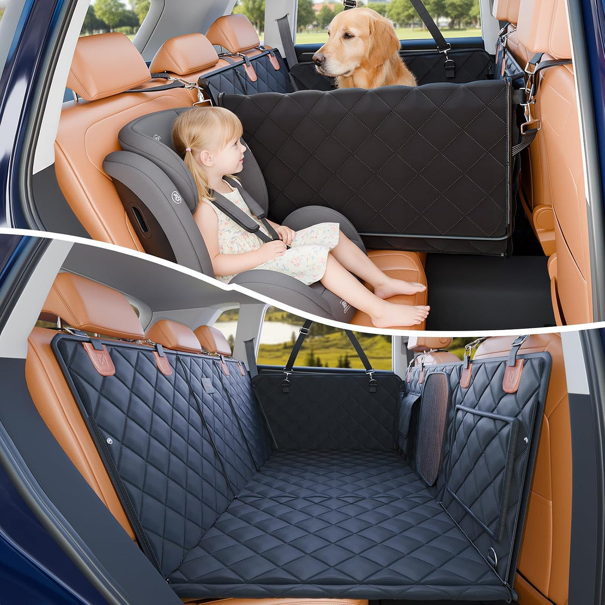 Convertible Back Seat Extender for Dogs - M / Black