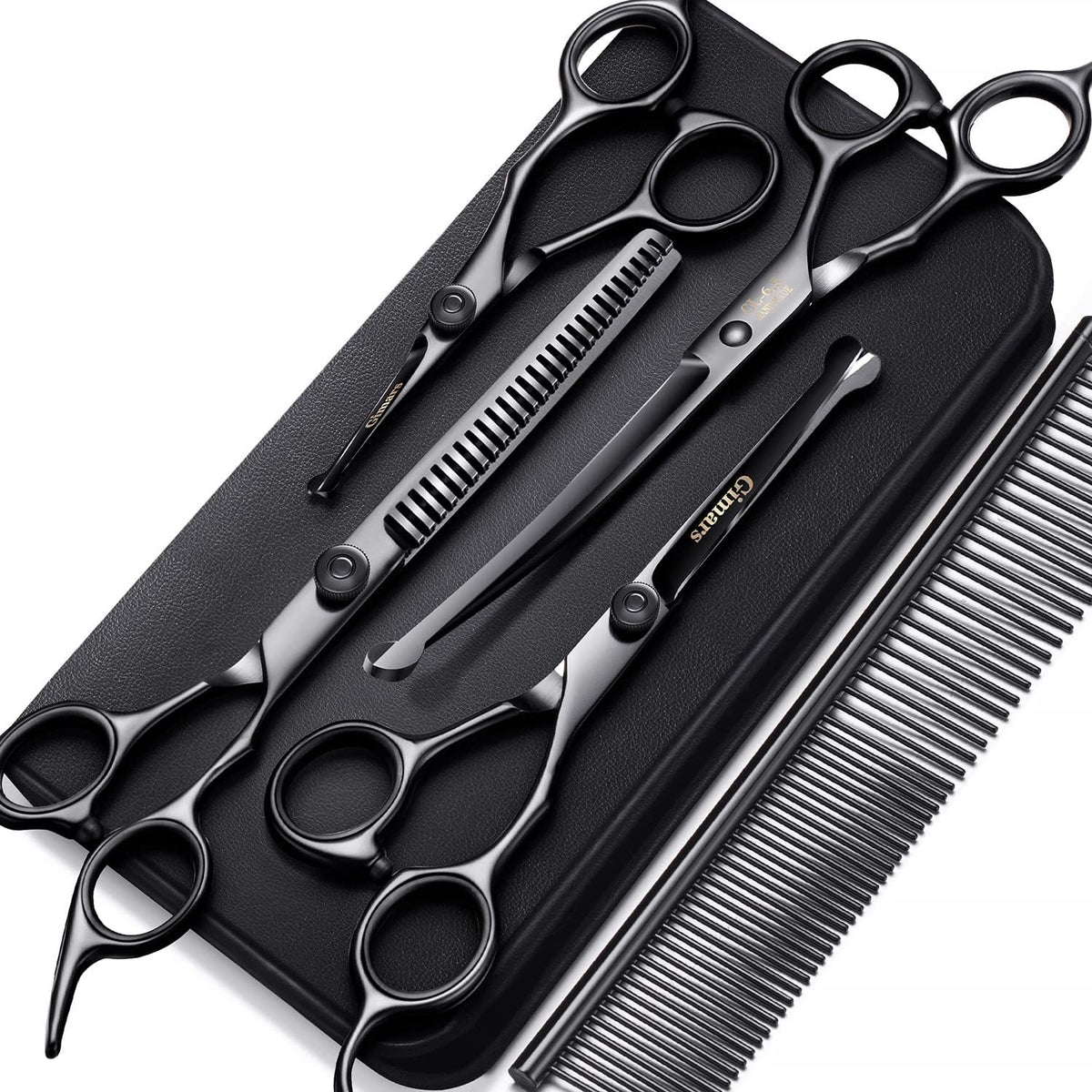 Gimars Titanium Coated Professional 6 in 1 4CR Stainless Steel Dog - 7inch Round Tip 6 in 1 Professional