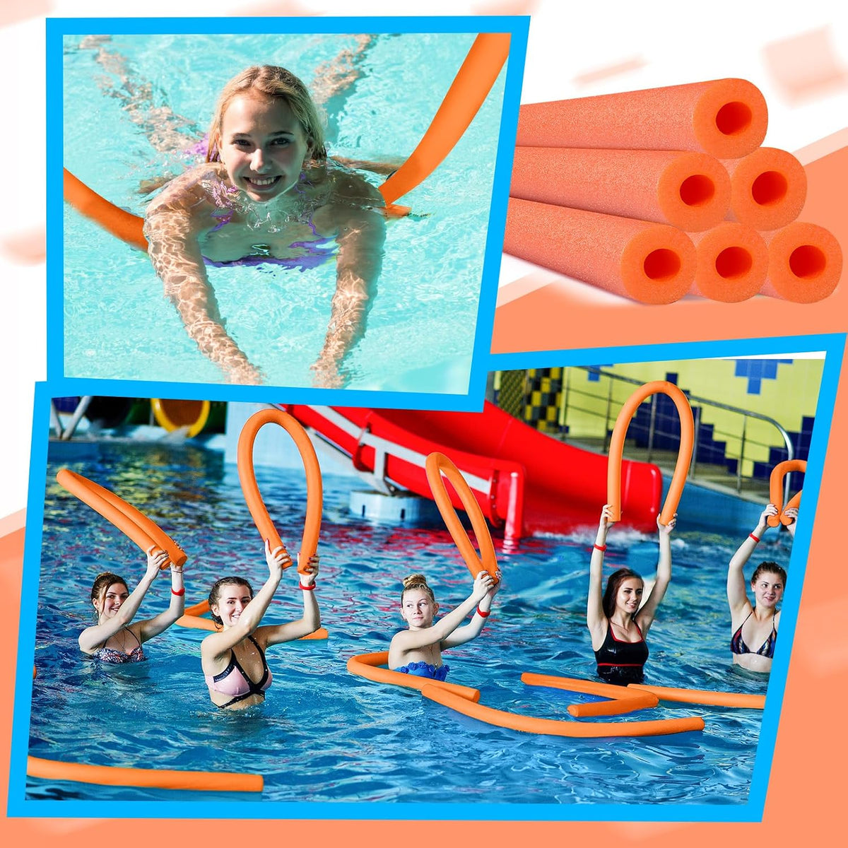 Hanaive white foam pool noodles, 6 pack, 52 inches long with hollow centers - view 24